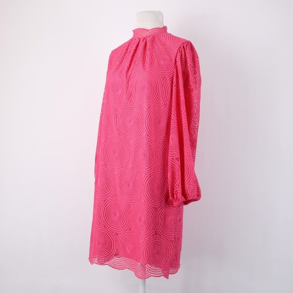 Trina Turk Dress Sz 6 Pink Collared Embroidered Lined Polyester Spandex Dress - Picture 4 of 14